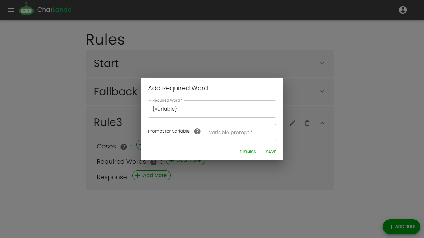Showcasing Variables in required words